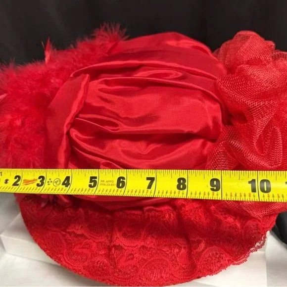 Chic Red Feathered Women's Hat - Picture 6 of 10
